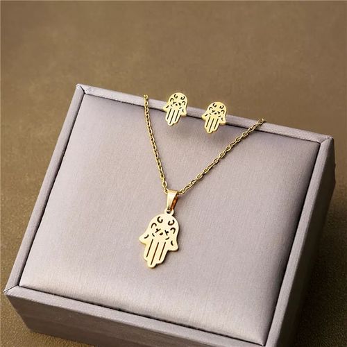 Chaîne En Acier Inoxydable Pendentif Paume De Fatima