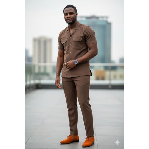 Ensemble Tunique Complet manche marron courte