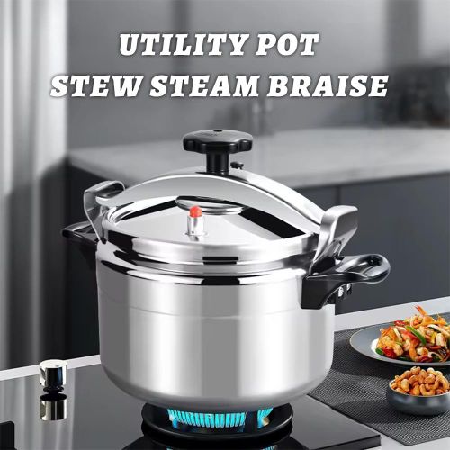 11 litres Cocotte-Minute Professionnelle en Acier Inoxydable - Autocuiseur Haute Pression Multifonction - Cuisson Rapide : Mijoter, Vapeur, Braiser - Système de Sécurité Renforcé - Argent