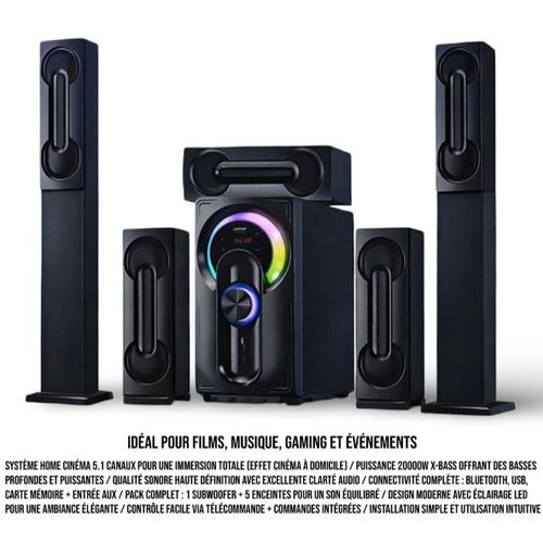 Woofer Enceinte Bluetooth Portable Haut-Parleur Home Cinéma - Noir