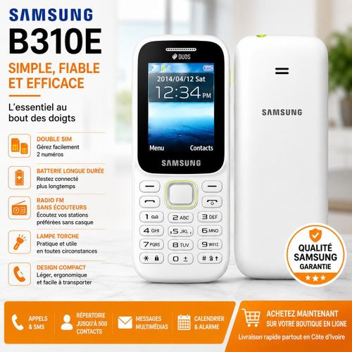 SM B310E Ou SM B315E 1.8''/2 Dual / Double Sim 2 Puces - FM Radio - Torche - 4 Bandes - Blanc