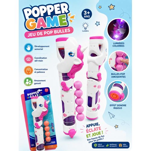 Jouet Popper Game Licorne – Jeu de Bulles Lumineux et Sonore pour Enfants 3 Ans et Plus