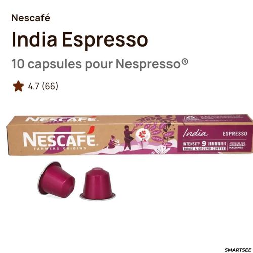Nescafé India ( intensité 9) 10 capsules pour Nespresso