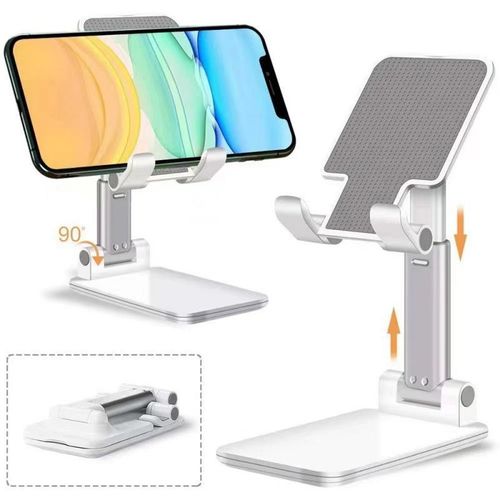 Support de Bureau Réglable pour Téléphone et Tablette, Pliable et Compact, Multi-Angle et Hauteur Ajustable, Compatible avec Tous Smartphones et Tablettes, pour Maison, Bureau, Cours en Ligne et Appels Vidéo
