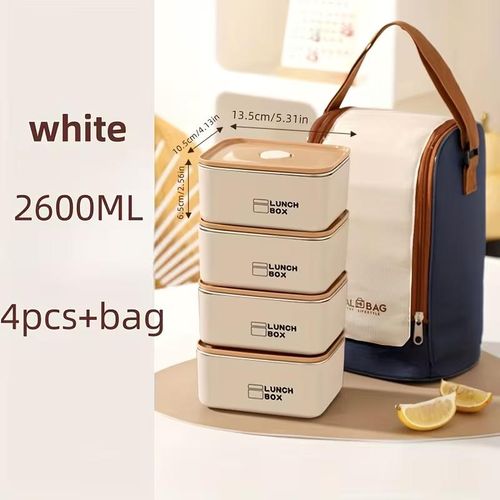 Boîte à déjeuner et de voyage 4 pièces en acier inoxydable, hermétique et préservant la fraîcheur, avec sac de transport