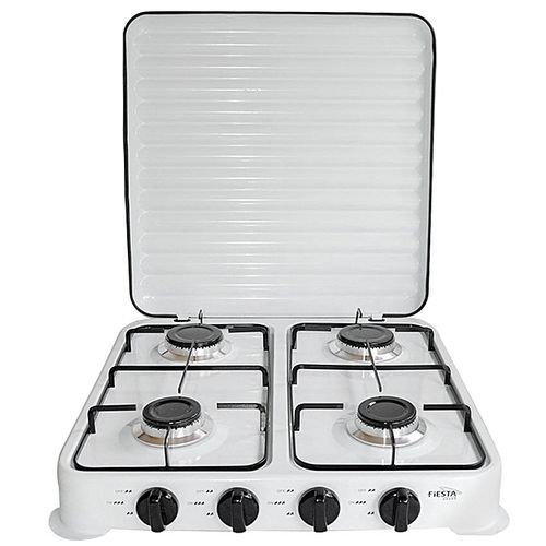 Cuisinière De Table 4 Feux Avec Couvercle Strié En Inox