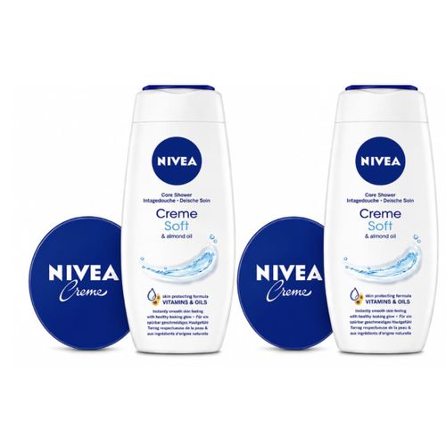 Pack de 4 Nivea : Crème Corps - 150Ml x 2 + Crème Douche Douceur - 250Ml x 2