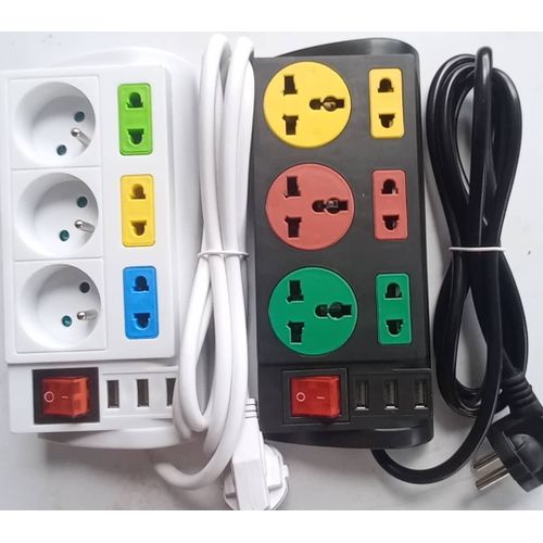 2 Multiprise Parafoudre 6 Prises Avec 3 Pots USB