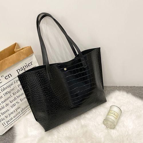 Sac grande capacité, imprimé crocodile, sac fourre-tout tendance tout-en-un