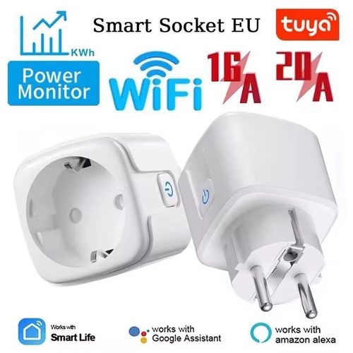 Prise intelligente WiFi Tuya, surveillance de puissance EU 16A
