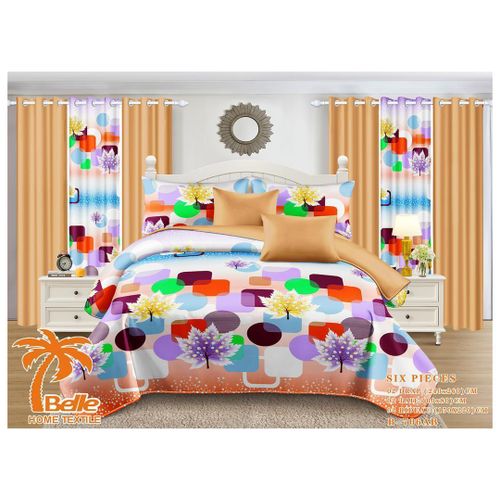 Lot Complet : 2 Draps + 2 Taies + 2 Rideaux – Design Élégant et Confort Assuré