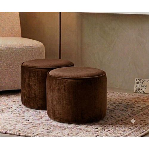 Lot de 2 Poufs Ronds en daim Premium Maarron