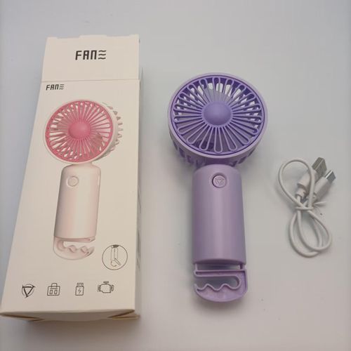 Mini ventilateur portable Rechargeable - Ventilateur de bureau rechargeable 3 vitesses couleur lavande avec crochet de suspension et voyant LED, ventilateur d'été léger pour le bureau, les voyages et l'extérieur