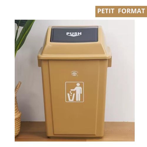 Mini Poubelle de Bureau Individuelle – Corbeille de Table à Couvercle "PUSH" – Format Compact "Slim" – Idéale Bureau, Table de Chevet & Coiffeuse – Jaune Moutarde