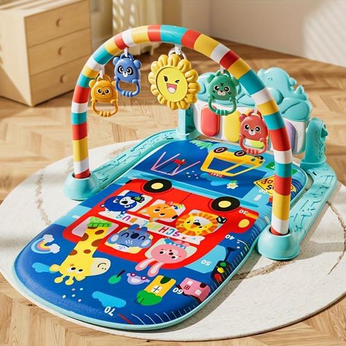 Tapis d'éveil/cadre de croissance pour bébé, tapis d'éveil piano/tapis d'éveil sur le ventre, avec musique et lumières, convient aux garçons et aux filles.