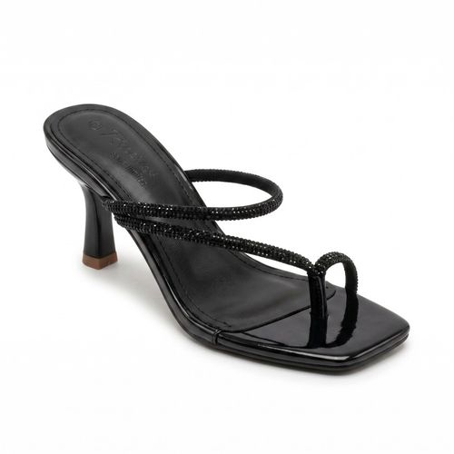 Sandales Talon avec Strass pour Femme - Noir
