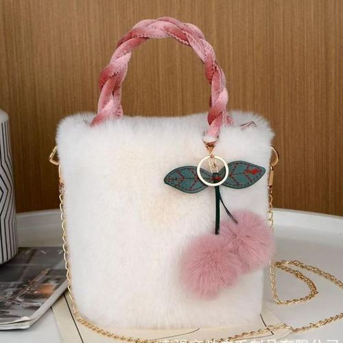 Sac à Dos Pour Femmes Petit Sac En Peluche Et Sac à Main Avec Pompon Sac à épaule En Soie Rose Sac à Main Pour Filles