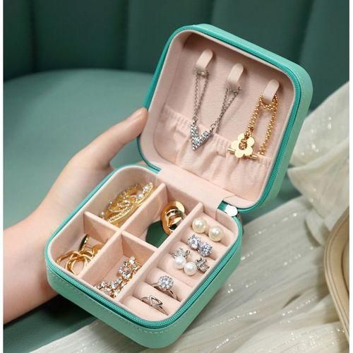 Boîte De Rangement De Bijoux Portable-Vert