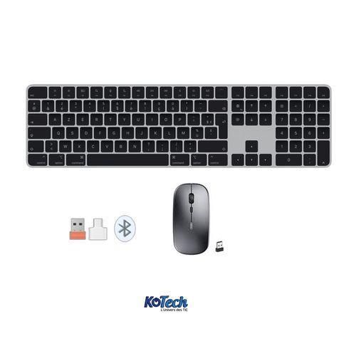 Combo Clavier Et Souris Sans Fil compatible imac et windows - AZERTY - noir