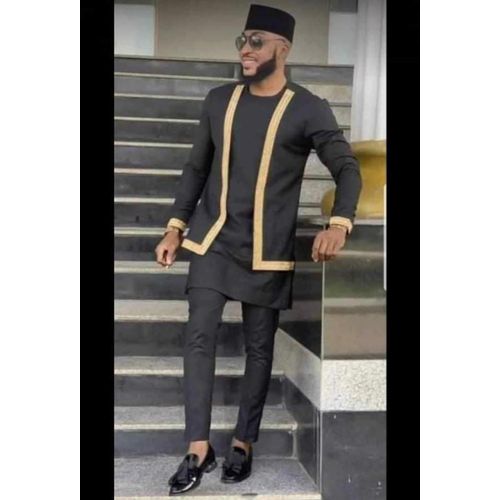 Ensemble Tunique Homme Manche Longue De Couleur Noir