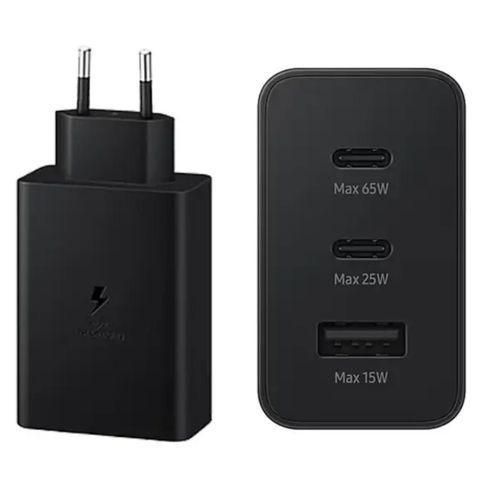 Samsung Compatible Samsung Original Power Adapter Trio - Chargeur - 2x Connexion USB-C Et 1x USB - Charge Rapide - 65W - Noir
