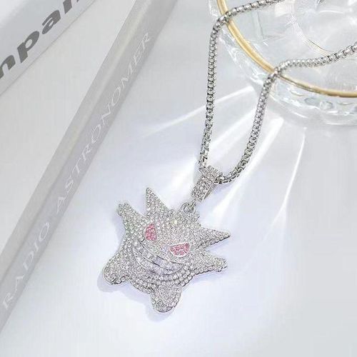 Collier hip-hop personnalisé de style occidental avec monstre Gengar en diamants