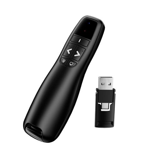 Télécommande de présentation sans fil 2,4 GHz avec récepteur USB, tourne-page, bouton PPT prêt à l'emploi