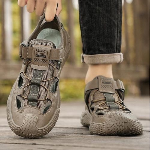 Sandales respiraables pour hommes Chaussons demi-ouvert décontracté marron