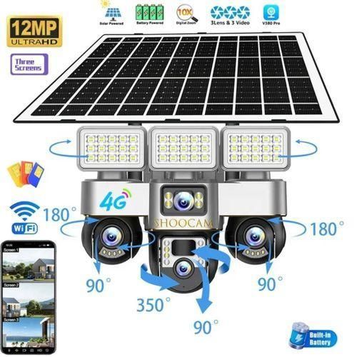 Caméra de Surveillance Solaire 4G VC24-4G – Triple Caméra Intelligente avec projecteurs LED intelligents