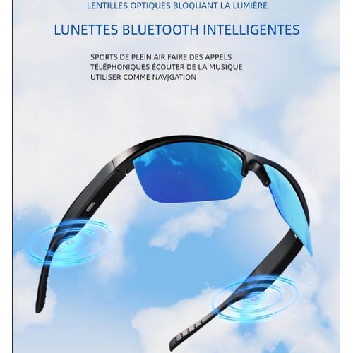 Lunettes intelligentes Bluetooth 5.3 Lunettes de soleil unisexes Lunettes pour écouter de la musique et passer des appels avec boutons - Bleu
