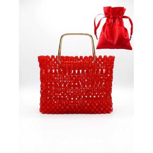 Sac à main en perle, rouge Lola pour femme