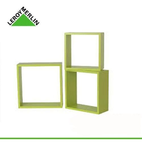 Pack 3 Etagères Murales - Cube - Vert L.30x30cm/27x27cm/24x24cm - P.12 Cm - Ep.1,5 Cm