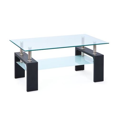 Table Basse Centrale Vitrée - Transparent/Noir