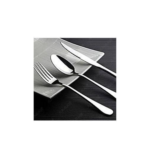 Lot De 18 Couverts 6 Cuillères + 6 Fourchettes Et 6 Couteaux De Table Inoxydables - Argent