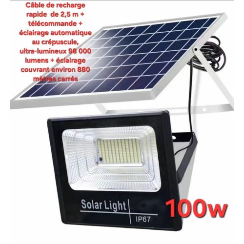 Mini Projecteur Solaire LED 10W IP67 Étanche 14x13cm Et Panneau Solaire 14x13cm Avec Câble 5m - Noir