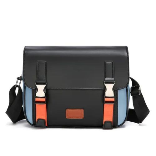 Sac bandoulière homme - noir angle bleu
