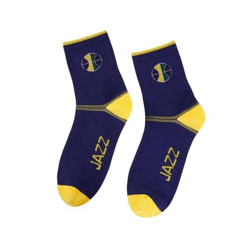 Utah Jazz - Chaussettes de Sport Mi-Hautes - Style Streetwear & Basket - Bleu Marine & Jaune
