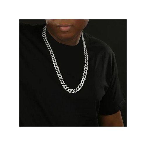 Bijoux Colliers Cubaine Strass Chaîne Pour Argent Blanc Homme Femme 61cm