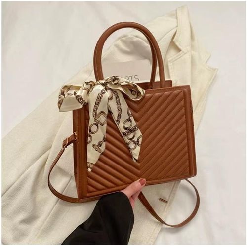 Sac porté épaule en cuir PU (cabas carré) pour femme, doublure polyester, fermeture éclair, 1 pièce, nouvelle collection