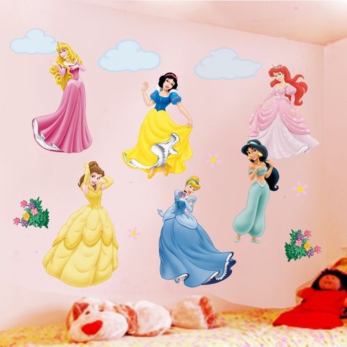 Sticker(autocollant) Mural Enfant. Princesses Disney