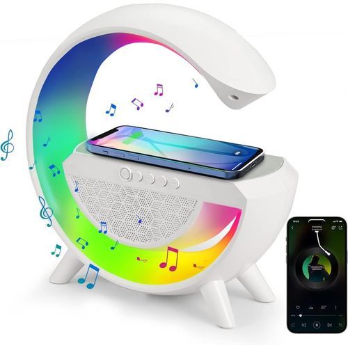 Haut-parleur Bluetooth 3 En 1 + Chargeur Sans Fil + Lampe LED Chargement Sans Fil Bluetooth