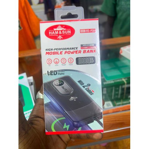 PowerBank HAM & SUN HS-P16 (10 000 mAh) – Charge Ultra-Rapide avec Écran LED (Noir)