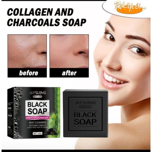 Savon Noir Visage Corps Nettoyage en profondeur Traitement de l'acné et Taches Noire, Savon de toilette,Savon Noir Éclaircissant Nettoyant de Base Hydratant pour le Visage 100g