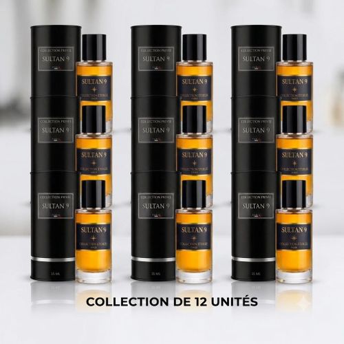 Collection privée 12x parfum SULTAN 9 Cette fragrance envoûtante allie des notes florales et fruitées pour créer un parfum doux et sensuel, parfait pour toute occasion 50ml