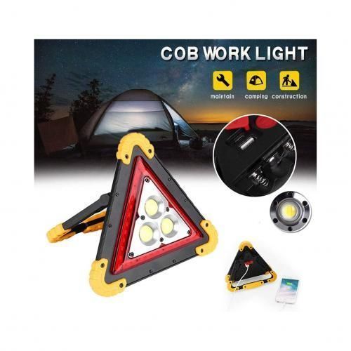 Triangle De Signalisation à LED Portable - USB Rechargeable - Noir