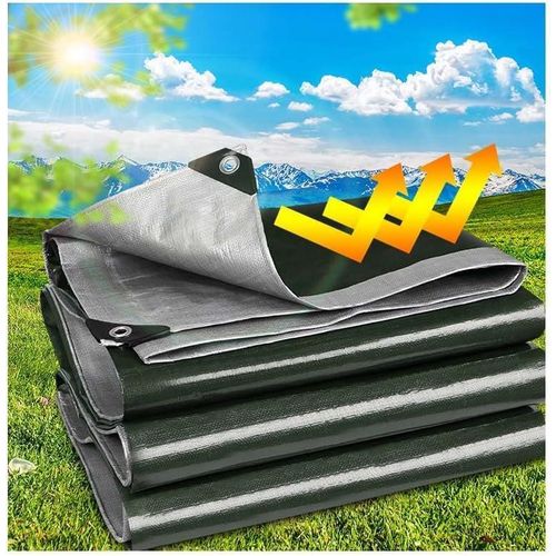 Bâche imperméable avec œillets métalliques et bords renforcés (13,1 x 13,1 pi) - Bâche polyvalente, ultra-épaisse (9 mil) et ultra-résistante