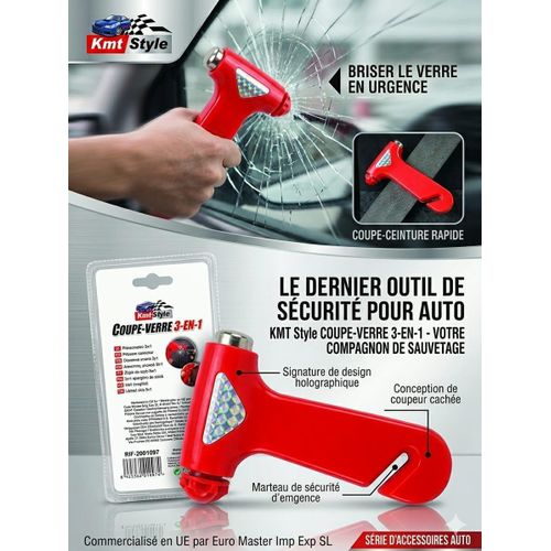 Marteau de Secours 3-en-1 Kmt Style – Outil d'Urgence Automobile Indispensable