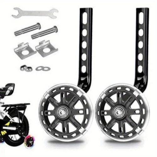 1 jeu de stabilisateurs pour vélo avec système de stabilisation - Taille ajustable, mécanisme d'installation rapide, durable et stable, pour vélos à deux roues et adultes, stabilisateurs de sécurité pour apprendre à faire du vélo, compatible avec (Noir)
