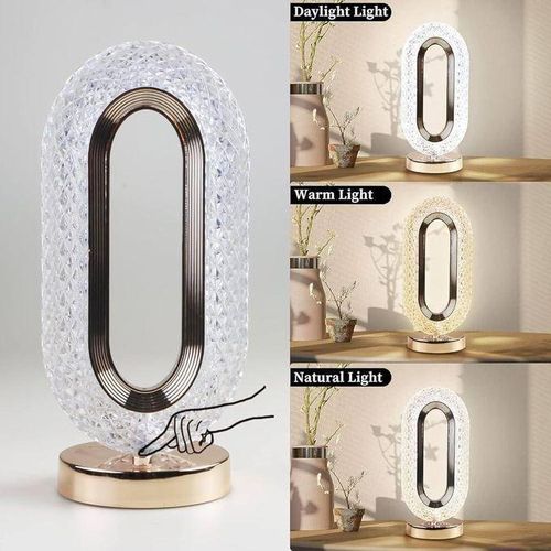 Magnifique Lampe de table LED moderne en cristal en forme ronde