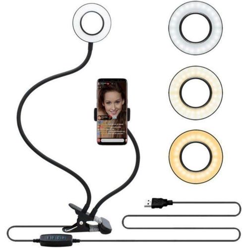 Agréable Selfie Ring Light, Lampe De Caméra LED Rotation à 360 Degrés Avec 3 Modes D'éclairage